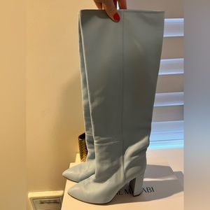 Torah Sofia Tall Heeled Boot - Baby Blue Leather - Size 41EU / 10US
